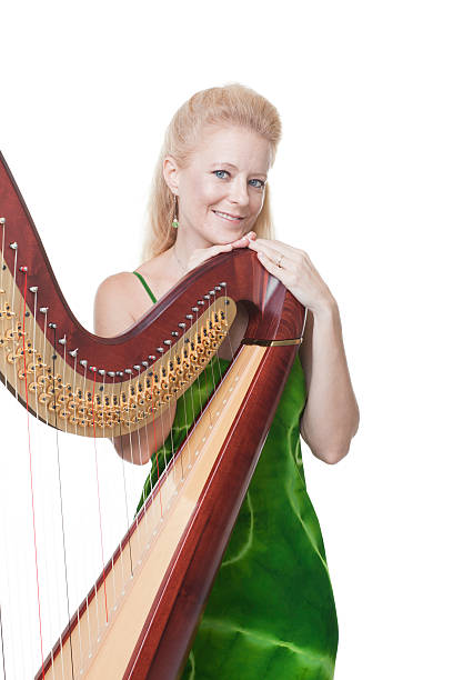 istock Smiling woman with harp 185098423