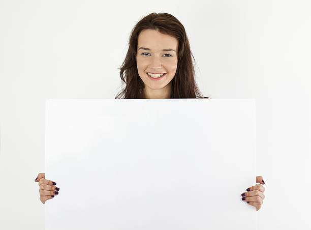 istock Beautiful Woman with empty sign 185098730