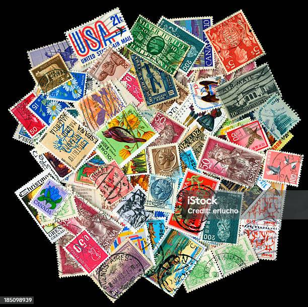 Znaczki Tle - zdjęcia stockowe i więcej obrazów Znaczek pocztowy - Znaczek pocztowy, Zjednoczone Królestwo, Zbierać znaczki