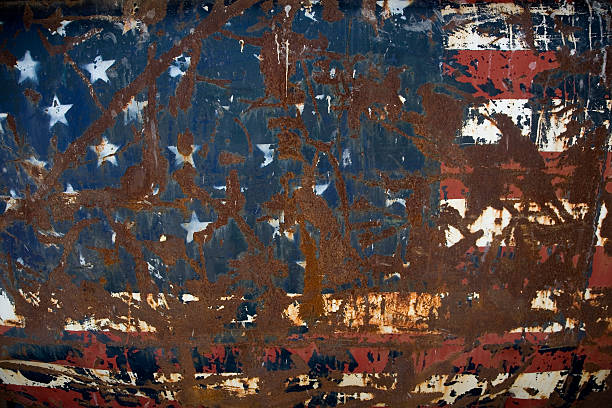 istock Rusted American flag on metal 185099313