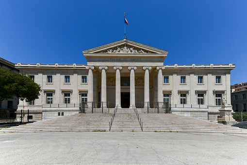 Exterior view of the Palace of Justice in Marseille, France.