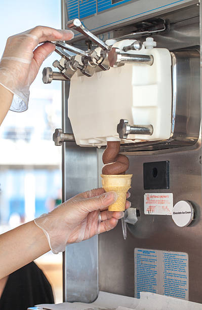 Ice Cream Coming Of Machine Stock - Download Image Now - Machinery, Soft Serve Ice Cream, Ice Cream - iStock