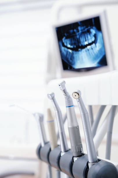 istock Dental tools against computer monitor 185101456