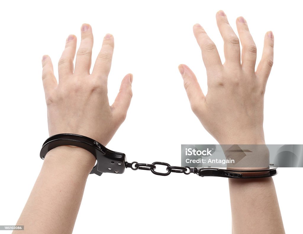 Mãos handcuff - Foto de stock de Algema royalty-free