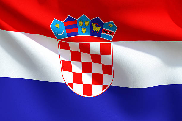 primo piano della bandiera della croazia - croatian flag foto e immagini stock