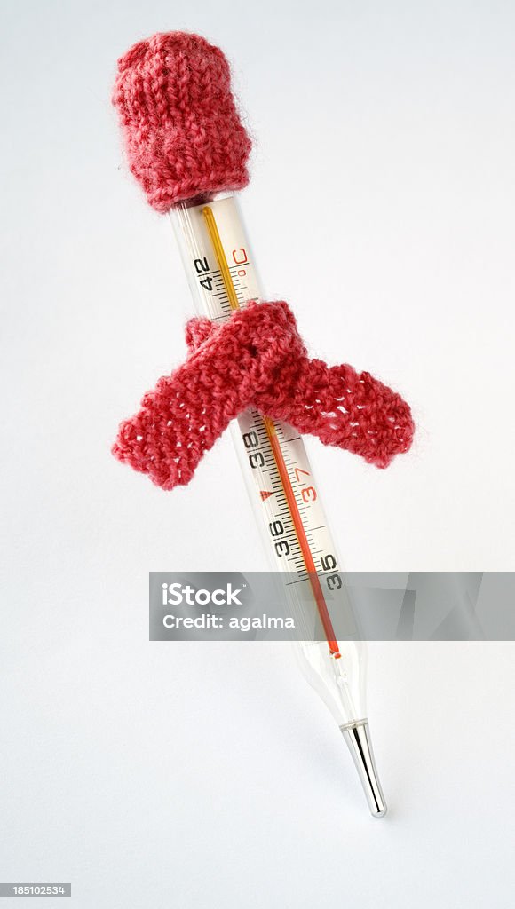 Termômetro com echarpe e Cap - Foto de stock de Beleza royalty-free