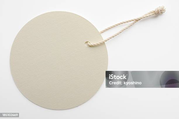 Isolated Shot Of Blank White Round Tag On White Background Stock Photo - Download Image Now