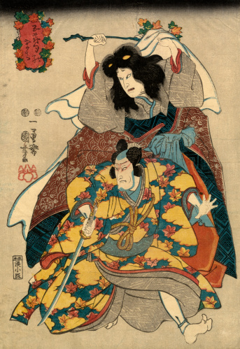 Utagawa Kuniyoshi 1797-1862 was one of the last great masters of the Japanese ukiyo-e style of woodblock prints he is associated with the Utagawa school. His artwork was affected by Western influences in landscape painting and caricature.