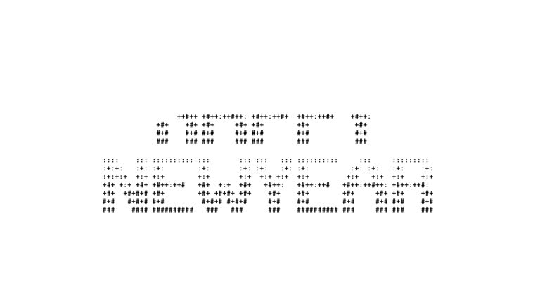 Happy New Year ascii animation on white background. Ascii art code symbols with shining and glittering sparkles effect backdrop. Attractive attention promo.