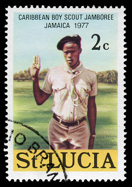 caribe boy scouts (xxxl - mail postage stamp postmark jamaica - fotografias e filmes do acervo