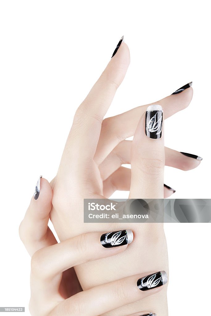 Manos con uñas de arte - Foto de stock de Manicura de diseño libre de derechos
