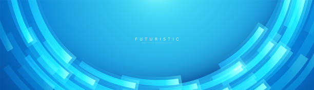 istock Blue abstract banner with half circle geometric shapes background. Modern futuristic hi-technology concept. Vector illustration 1851044582