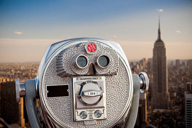 istock Binocular and New York at sunset 185104822