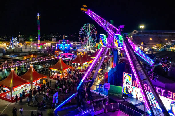 Night illumination in Park Riviera , Sochi city- Capital of Olympic Game 2014 , Russia.