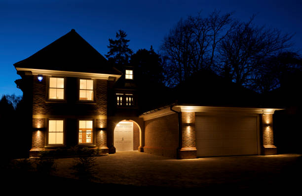 istock beautiful villa at dusk 185105610