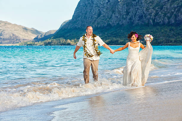 istock Young Couple Just Married in Hawaii 185105779