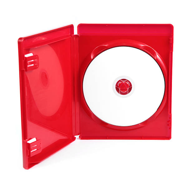 DVD in Red Plastic Jewel Case Blank disk with copyspace in red case. Blu-ray disk in jewel case. clear cd case stock pictures, royalty-free photos & images