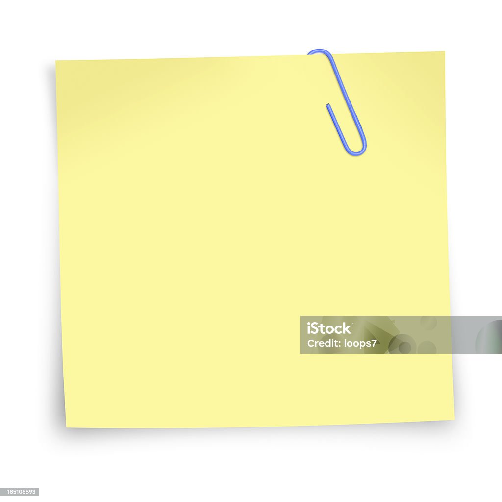 postit note with paper clip yellow postit note with paper clip isolatedStationary collection: Adhesive Note Stock Photo