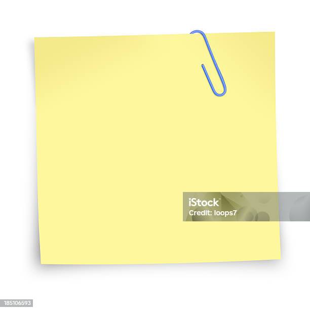 Postit Note With Paper Clip Stock Photo - Download Image Now - Adhesive Note, Paper Clip, Announcement Message