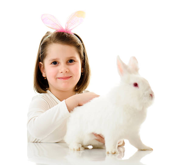 istock Little girl with Easter bunny 185106667