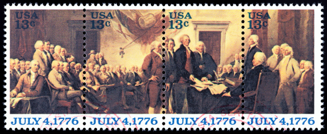 Cancelled Stamp From The United States: Declaration of Independence.