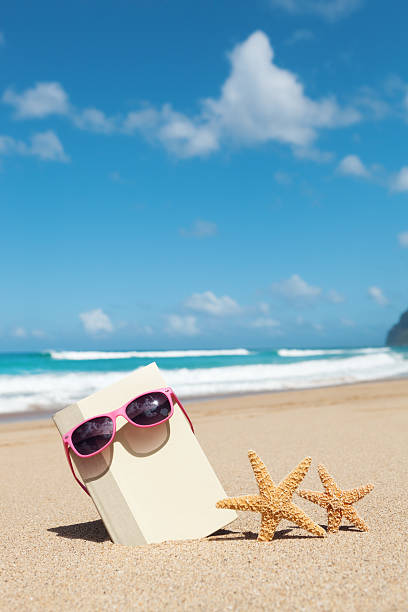 istock Summer Vacation Reading Book in Tropical Beach Paradise, Kauai, Hawaii 185106926