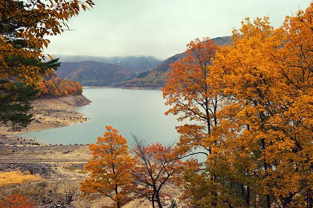 Artificial lake north of Shokawa village,Gifu Prefecture,Japan.