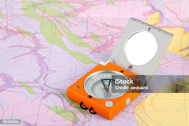 Map With Compass Stock Photo - Download Image Now - Map, Mining - Natural Resources, Cartography