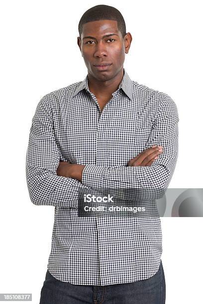 Serious Young Man With Arms Crossed Stock Photo - Download Image Now - Button Down Shirt, Serious, Arms Crossed