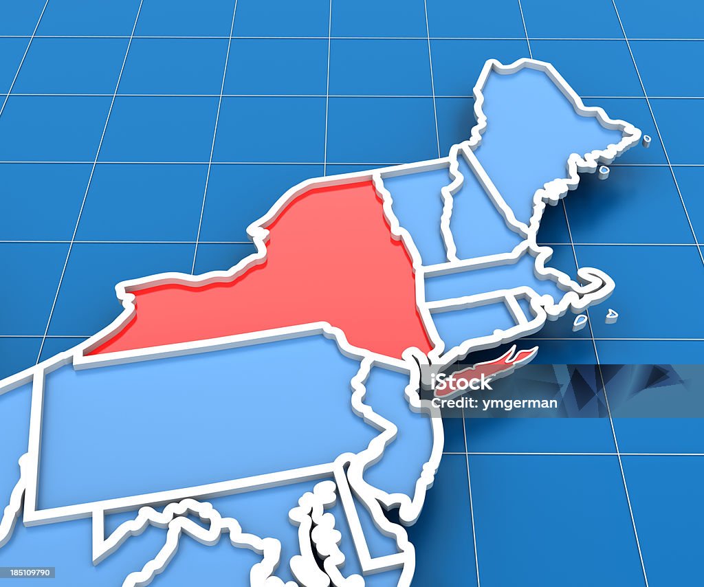 Renderizado 3D de Estados Unidos Mapa del estado de Nueva York destacan - Foto de stock de América del norte libre de derechos
