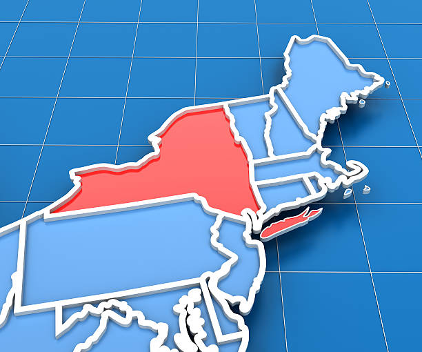 istock 3d render of USA map with New York State highlighted 185109790