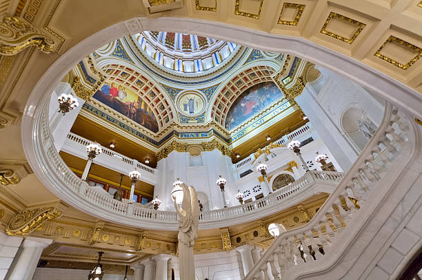 The balcony and ceiling under the dome in the Pennsylvania State Capitol building in Harrisburg.I invite you to view some of my other Harrisburg photos: