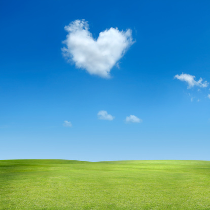 heart shaped cloud in blue sky  and green land.Please see some similar pictures from my portfolio: