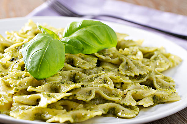 istock Pasta with pesto sauce 185110062