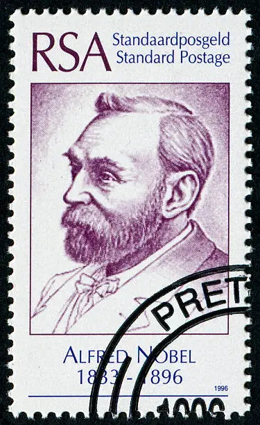 Cancelled Stamp From South Africa Featuring Alfred Nobel.