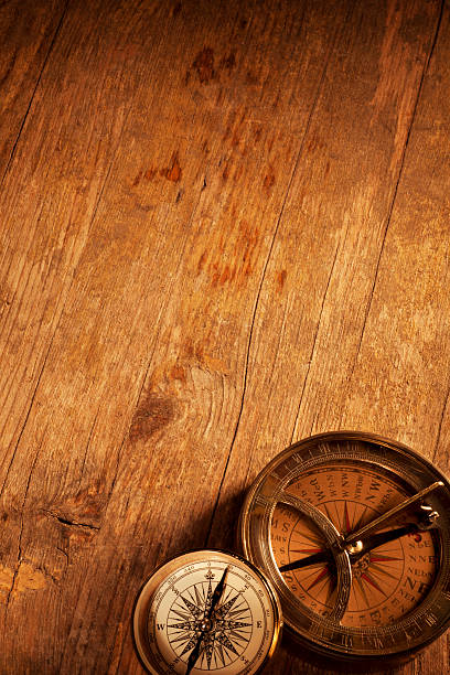 istock Antique Compasses on Old Wood 185111170