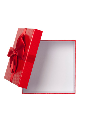 Empty gift box from above with clipping path.