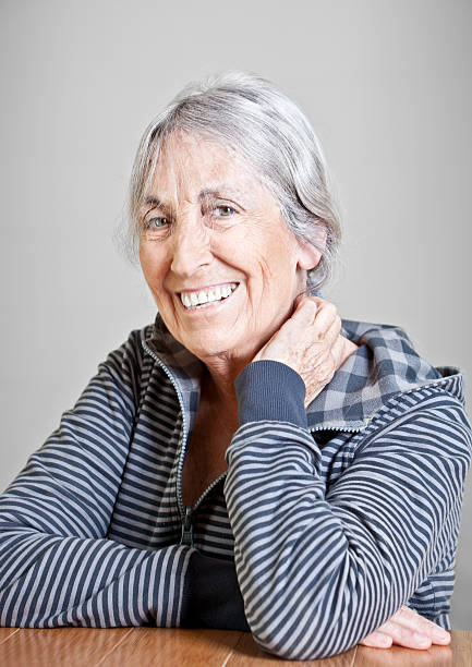 istock Elderly casual woman smiling 185111671