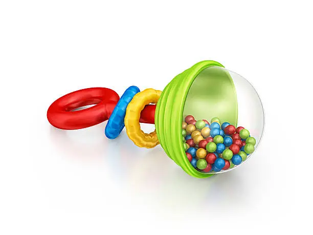 isolated colorful baby rattle.3d render.
