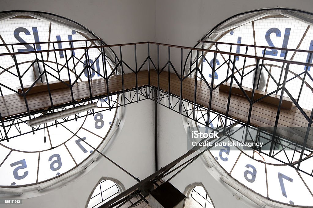 Inside of a Clock Tower "Inside of the clock tower in the Bailica del Voto Nacional in Quito, Ecuador." Clock Tower Stock Photo