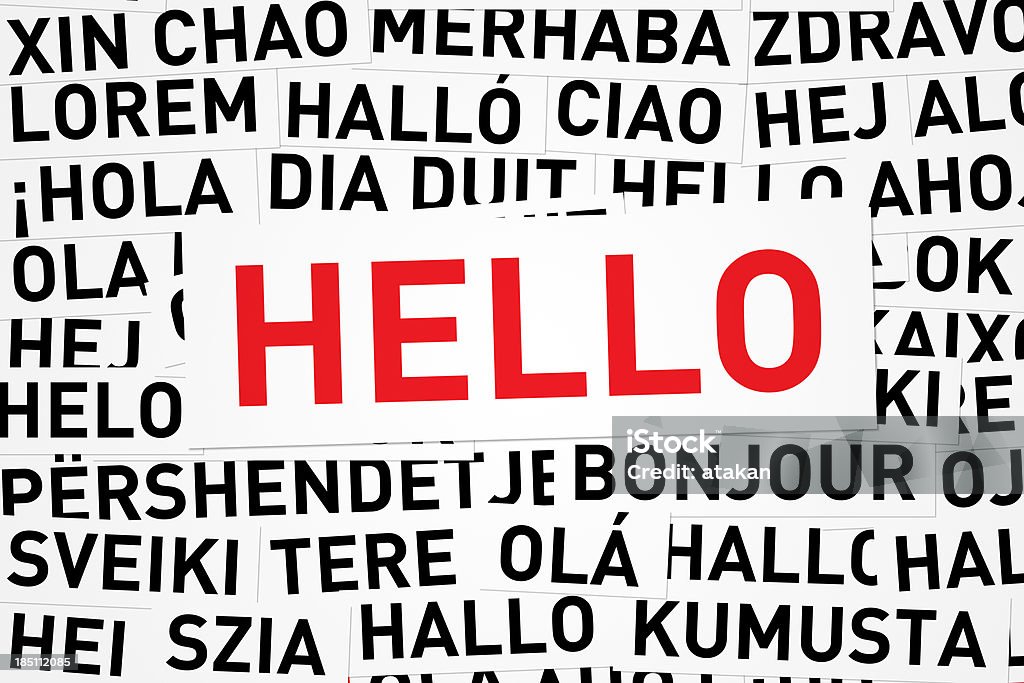 こんにちは、異なる言語 - 単語 Helloのロイヤリティフリーストックフォト