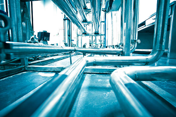 system uzdatniania wody - sewage treatment plant water plant pressure gauge physical pressure zdjęcia i obrazy z banku zdjęć