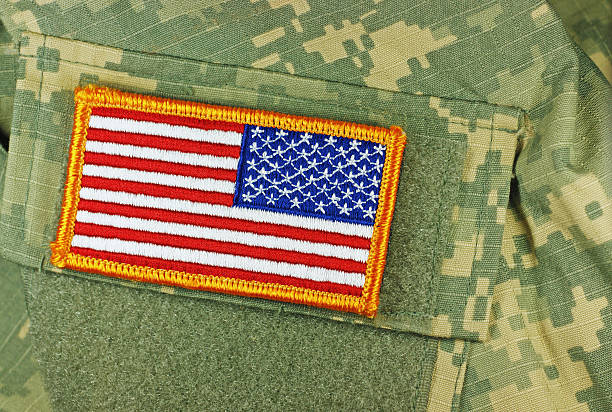 istock Army Combat Uniform with American Flag Patch 185112118