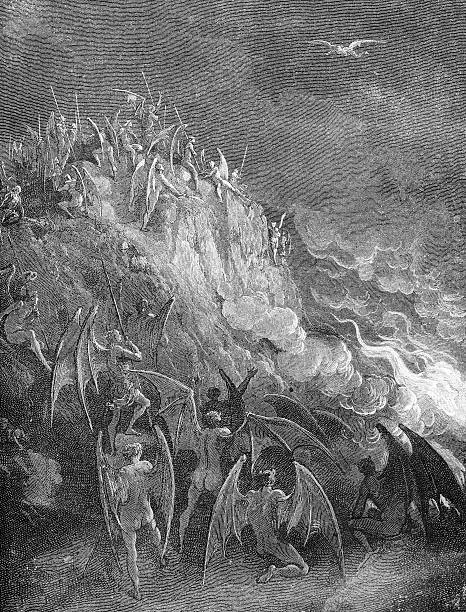 Satan returns to the hellA scene from Milton's Paradise Lost. Engraving from 1870 by Gustave DorA.