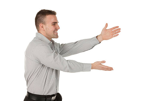 Profile of a businessman gesturing