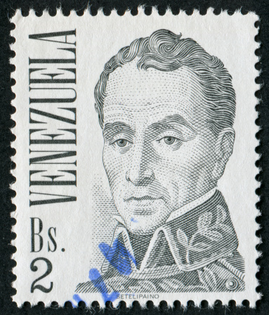 Cancelled Stamp From Venezuela Featuring Simon Bolivar