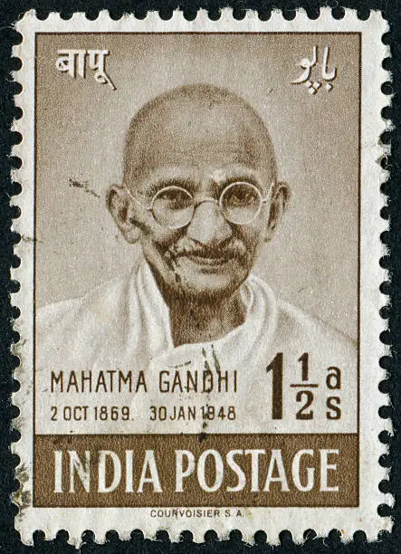 Cancelled Stamp From India Featuring Mahatma Gandhi