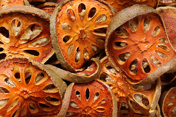 Dried bael fruit stock photo