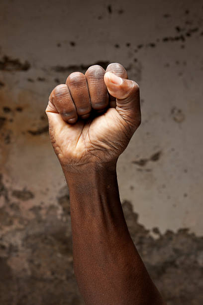 Raised fist stock photo