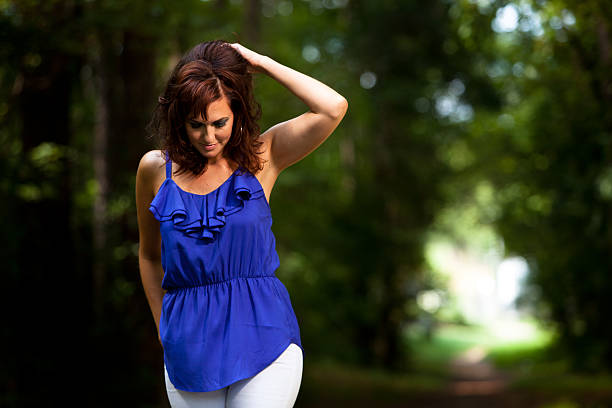 istock Brunette woman in the woods. 185113210